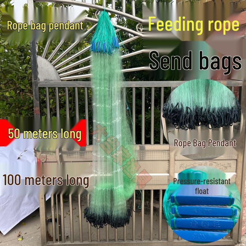 Three-Layer Green Silk Pendant Fishing Net Rope Bag