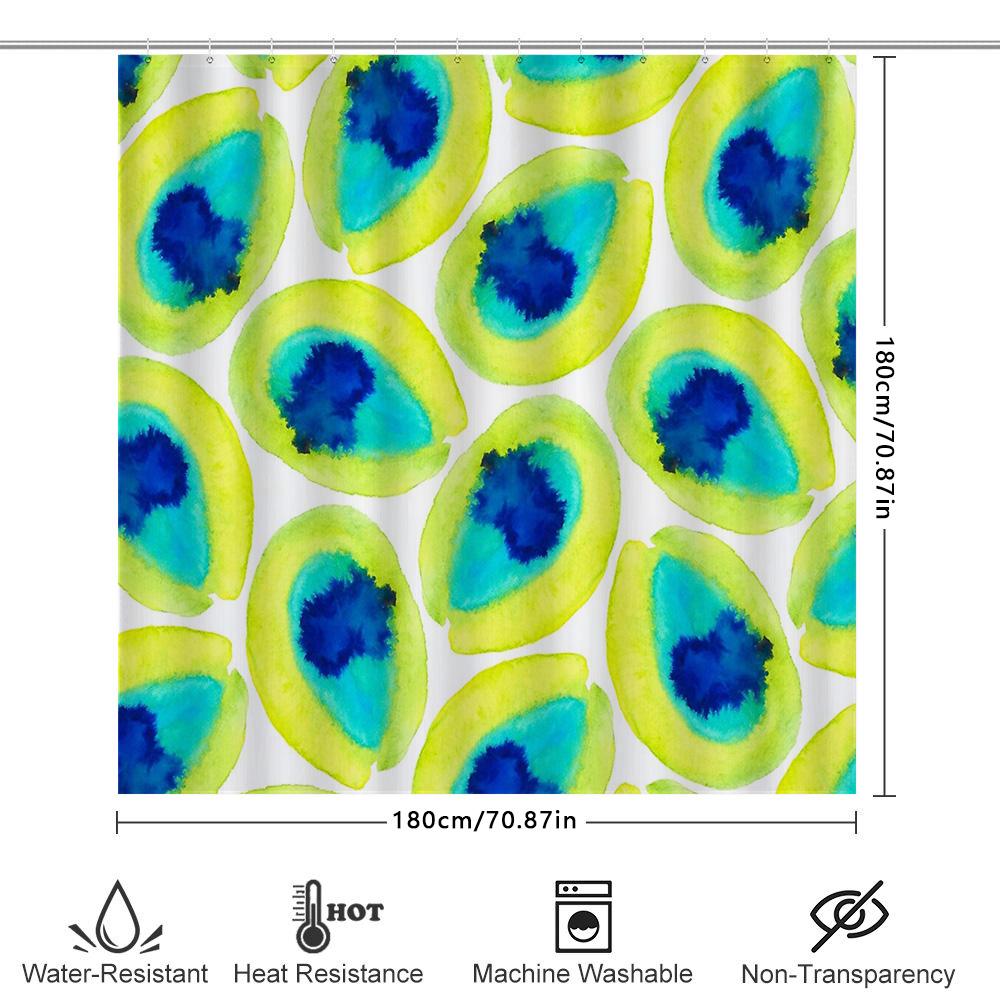 Watercolor Blue Green Abstract Shower Curtain Botanical Nature Spa Bathroom Decor Modern Farmhouse Teal Turquoise Backdrop