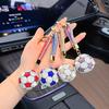 Rhinestone Football Keychain Pendant, Sparking Soccer Car Key Ring, 3D Football Backpack Purse Charm Decoration, Soccer Fans Gift
