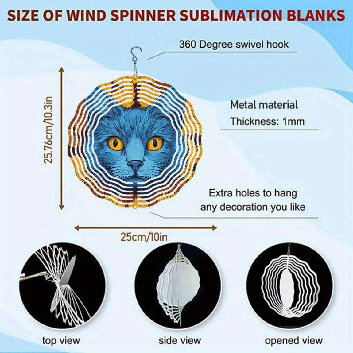 

Metal Wind Chime with Blue Fallen Leaves Kitten Design 360 Rotating Hook Spiral Hanging Garden Decor No Batteries Needed Easy Install