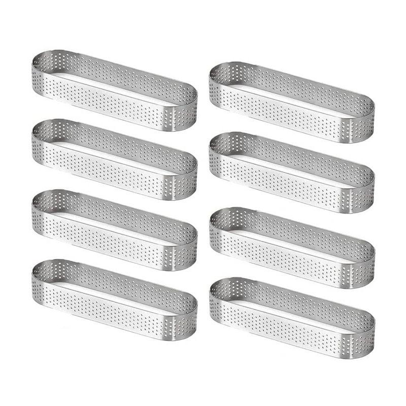 Practical-8Pcs Oval Tartlet Molds French Dessert Mousse Fruit Pie Tart Ring Quiche Cake Mold, Stainless Steel Tart Mousse Ring серебряный