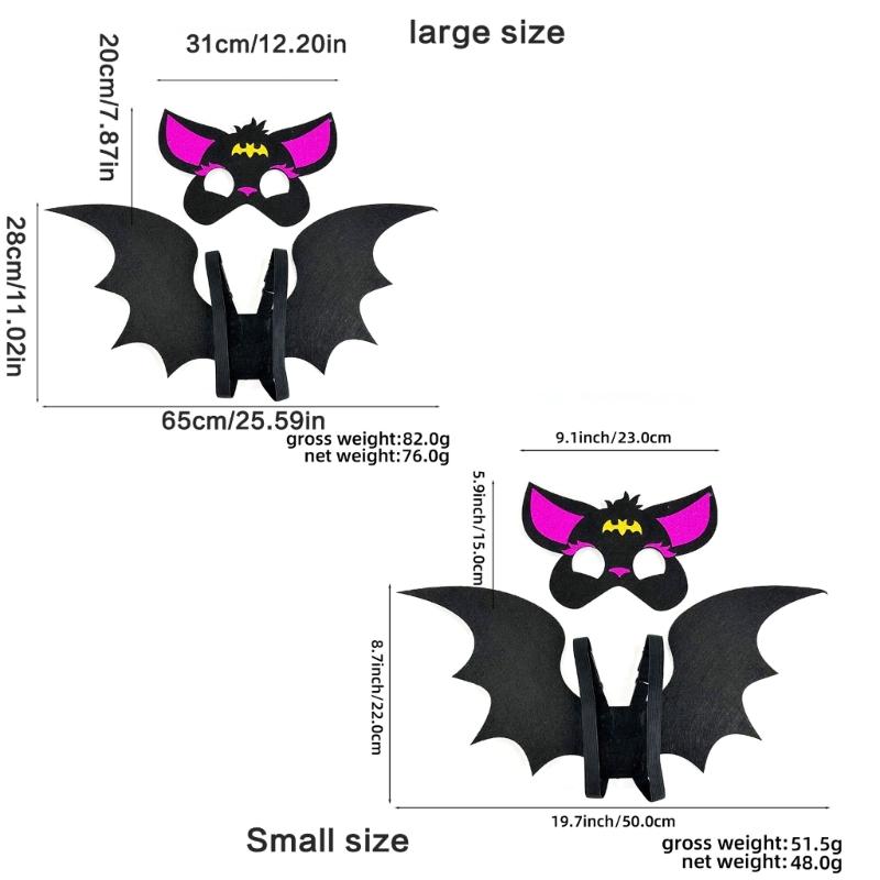 Halloween Bat Dress up Costume Accessories for Adult Kids, Including Bat Wing, Bat Mask