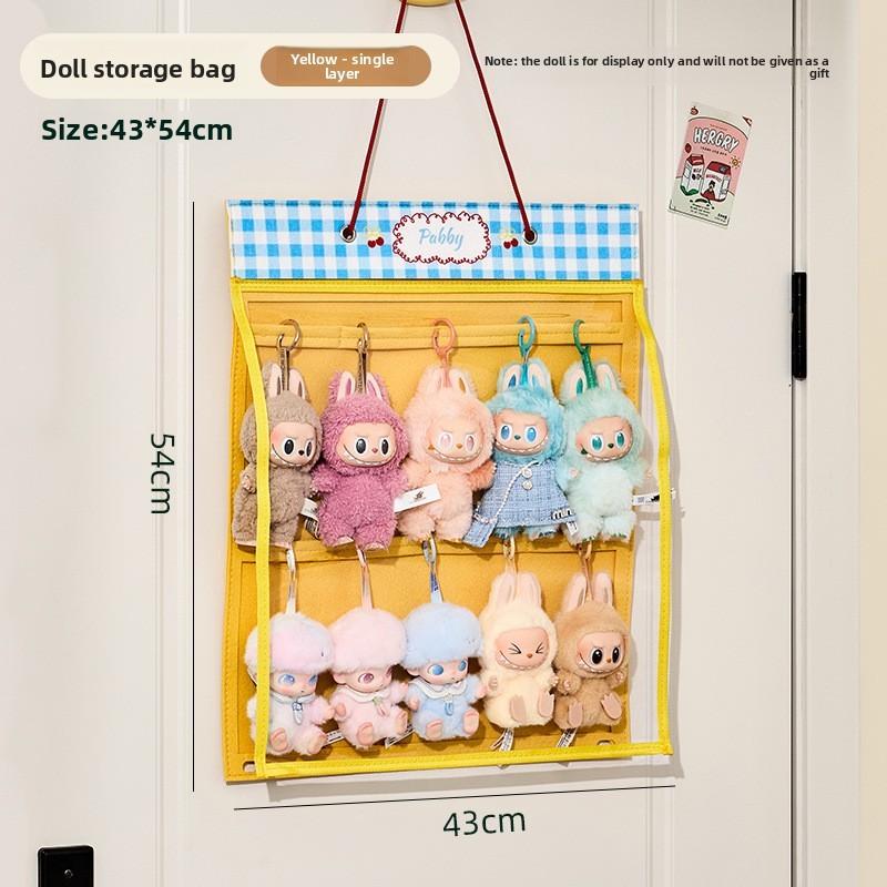 Cartoon Hanging Storage Bag With Felt Material For Bedroom Organizing And Doll Display