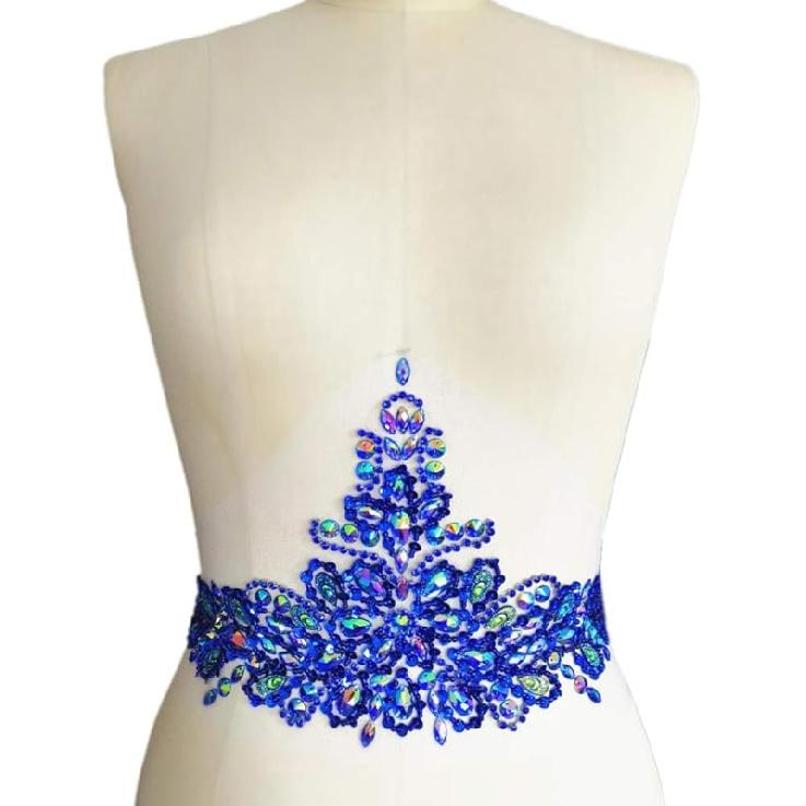 New Exquisite Pure Handmade Bright Crystal Patches Sew-on Rhinestones Applique with Stones Sequins Beads for Wedding Dress DIY Manual Accessories