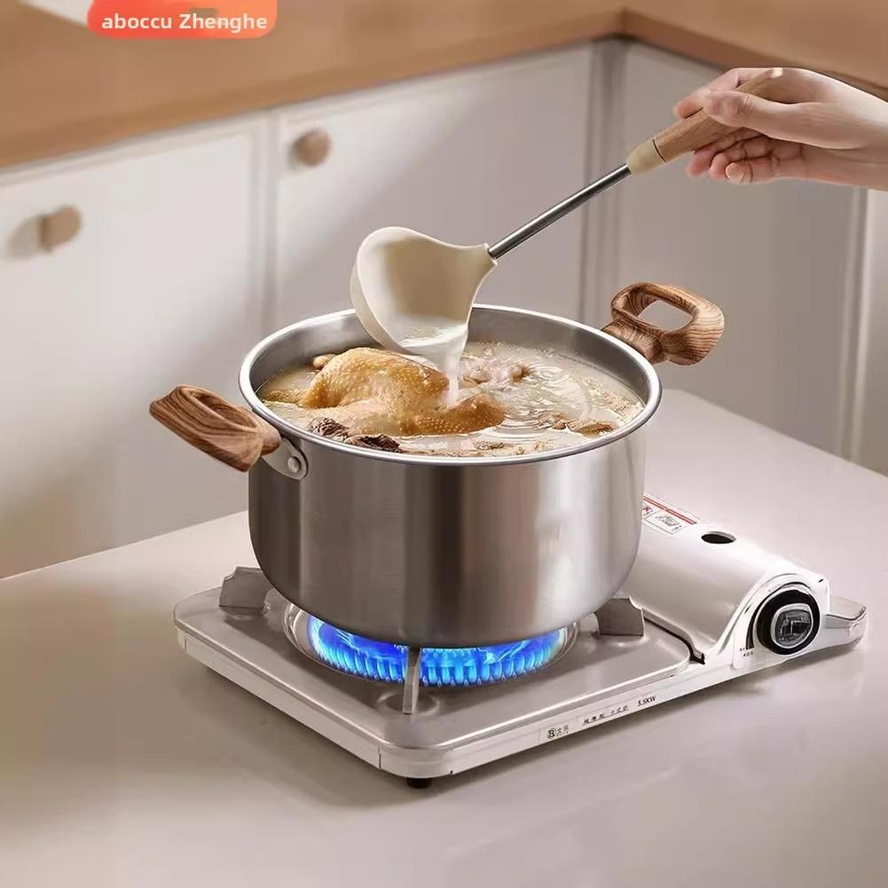 1 Stück Suppentopf 19,7*19,7*11cm Verdickter Edelstahl-Suppentopf mit zwei Griffen Dampfgarer für Gasherd Küche Kochgeschirr