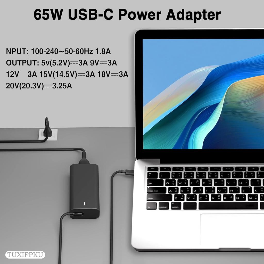 65W USB C Laptop Charger Compatible with Dell Latitude 5420 5520 5530 5550 5540 5430 5450 5440 7420 2-in-1 7430 7440 Inspiron 14 2-in-1 Chromebook