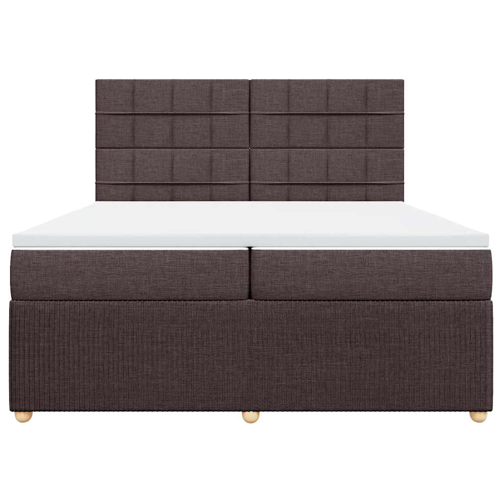Box Spring Bed with Mattress Dark Brown 200x200 Cm Fabric