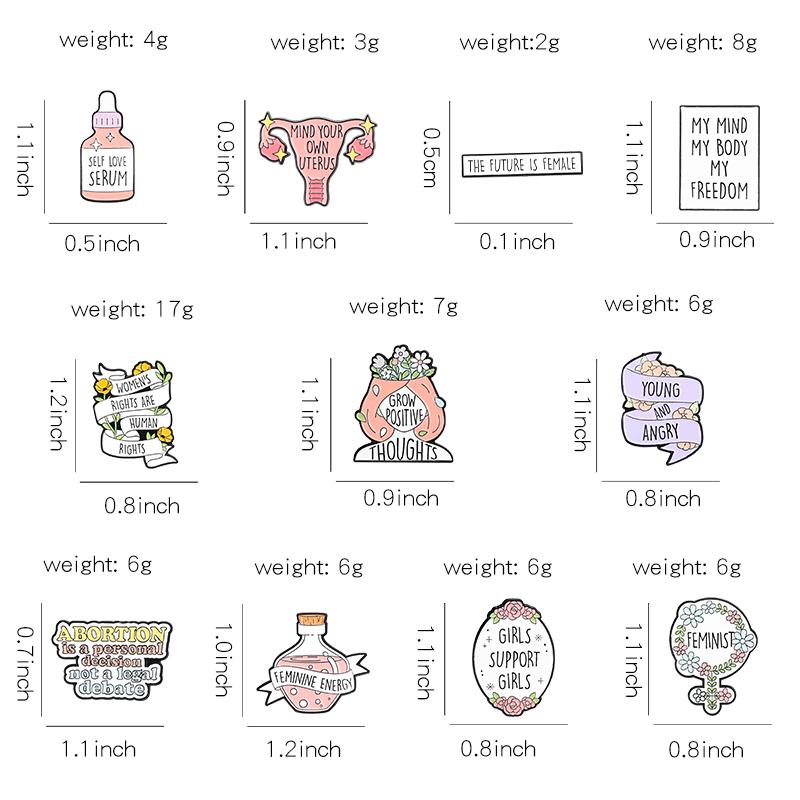 Girl Power Enamel Pins Custom Feminism Brooches Self Love The Future Is Female Lapel Badges Quotes Jewelry Gift for Friends