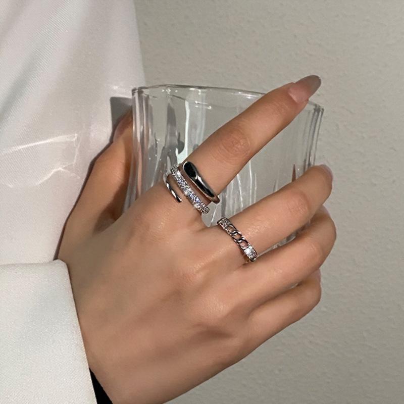 Two-Piece Set Of Light Luxury Niche Design Sense Opening High-End Sense Ring Women'S Fashion Personality Exquisite Index Finger Ring