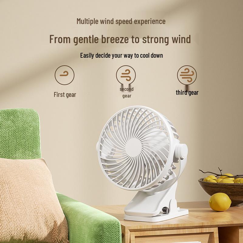 Rechargeable High-Power Mini USB Clip Fan for Office/Dorm - Long Battery Life, Compact, Stylish Design