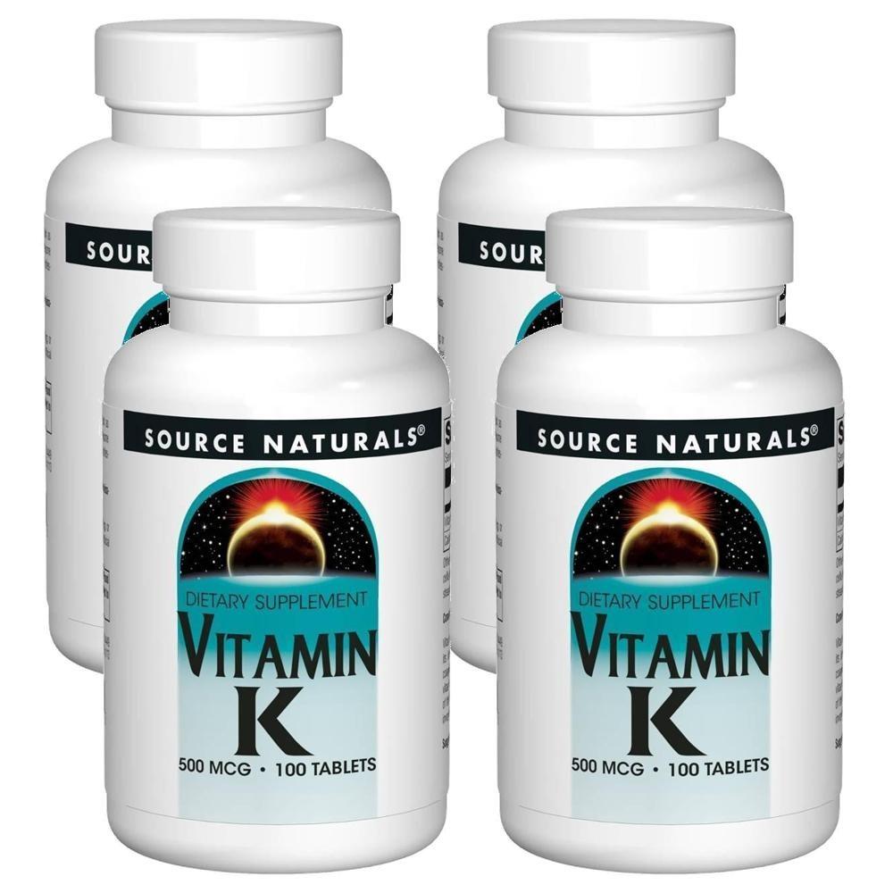 Source Naturals Vitamin K 500mg 100 Tablets 4 Bottles 4 pcs
