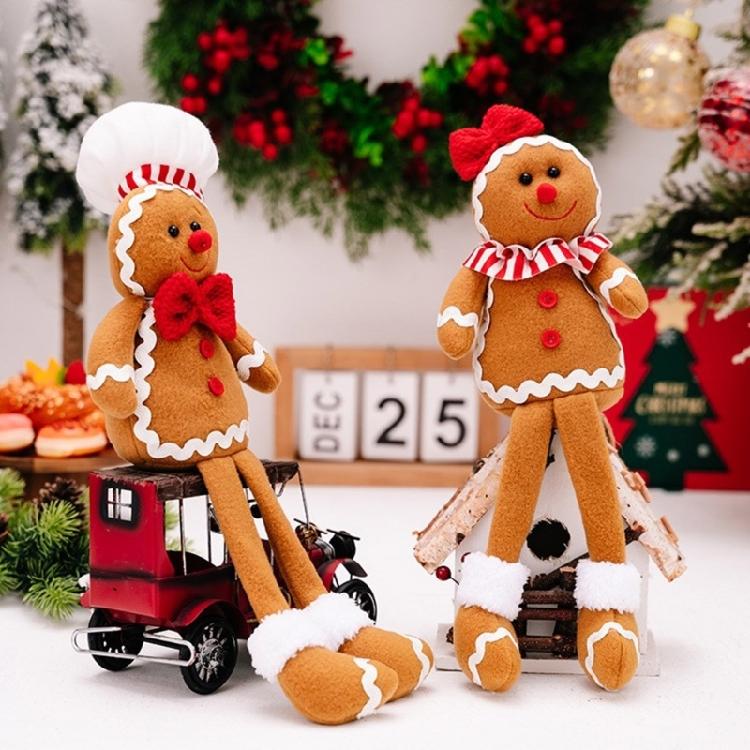 Dekorative Lebkuchenmann-Figur mit Beinen, Blickfang für Fenster und Tür, Weihnachtsfeierdekoration