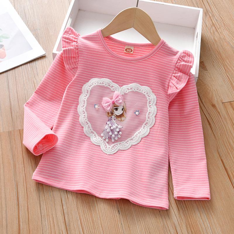 Elastisches Baumwoll-Langarm-T-Shirt für Mädchen - Stilvoll, im koreanischen Stil, vielseitige Frühjahrs-/Herbstbekleidung