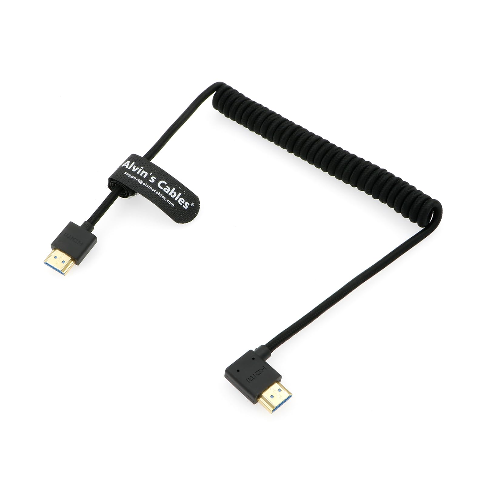 

Cables 8K HDMI High Speed Straight to Left Angle Braided Coiled Cable for Atomos Ninja Portkeys Feelworld Canon Z CAM Sony A7S3 Cameras Alvin s 2.1 V, чёрный