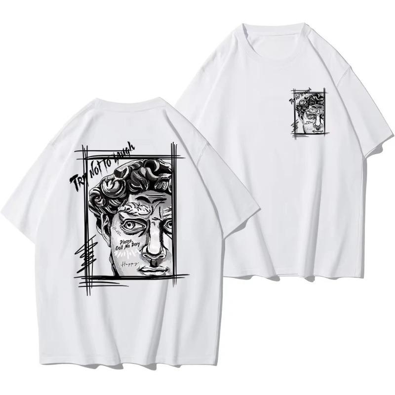 Motorcycle 2025 Creative Sculpture Expression Text Design Men's Cotton New T-Shirt Fashion Loose Summer New Top