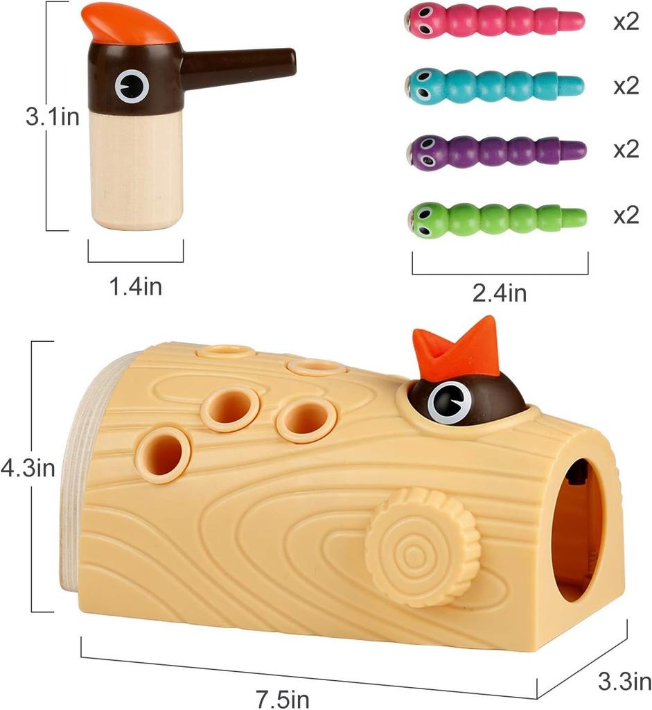 Children's Magnetic Toy Learning Game for Toddlers from 2 Years, Worm Catching Game,  Educational Toy, Gift for Girls & Boys Aged 2-4 Years