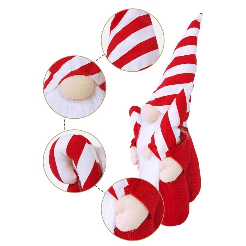 Large Nosed Striped Hat Gnomes Figure Face less Dolls Ornaments, Soft Fabric Christmas Decoration