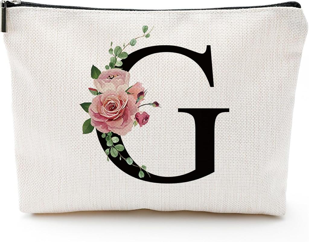 A Z Personalized Letter Makeup Bag Monogrammed Bridesmaid Gifts Presents Cosmetic Bag Portable Storage Organizer Pouch Travel