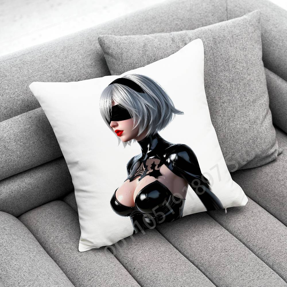Game Nier A-Automata 2B Throw Pillow Case For 55X55Cm 40X40Cm 45X45Cm 50X50Cm 30X30Cm Square Office Pillowship Cover
