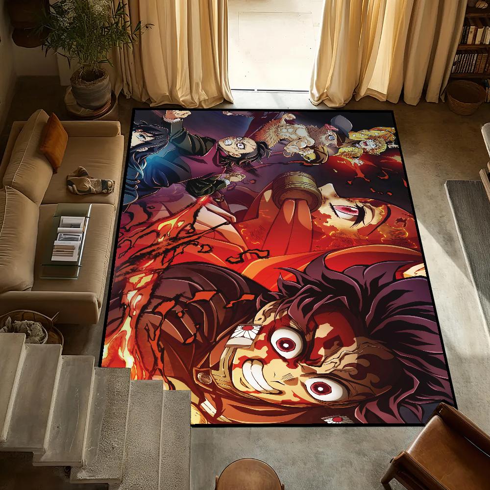 

small carpet Anti-Slip Kitchen no Bedroom Handmade Tufted Yaiba Kimetsu Rug Carpet Slayer Demon Living Room Entrance Decoration SJR40x60CM