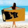 Schwarze Katze Fisch Strandtuch, Künstlerischer Katze hält Fisch Druck Weiche Mikrofaser Unisex für Schwimmen Reisen Camping Spaß