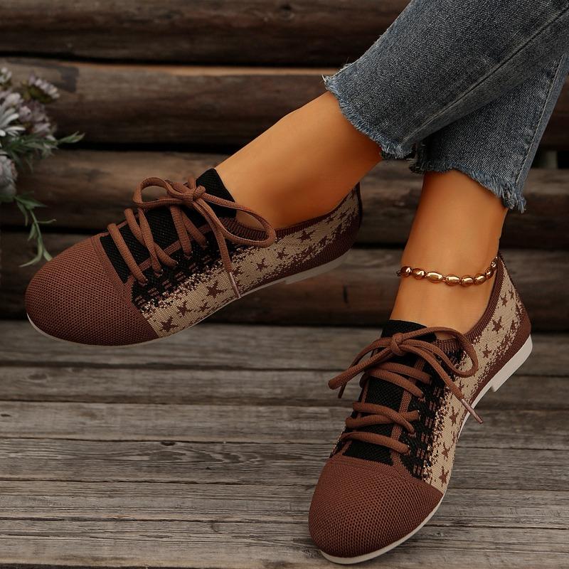 Fashion 2024 Autumn Women's Round Toe Design Anti-Slip Flat Lace Up Shoes Outdoor Casual Comfortable Breathable Sneakers Women's Shoes