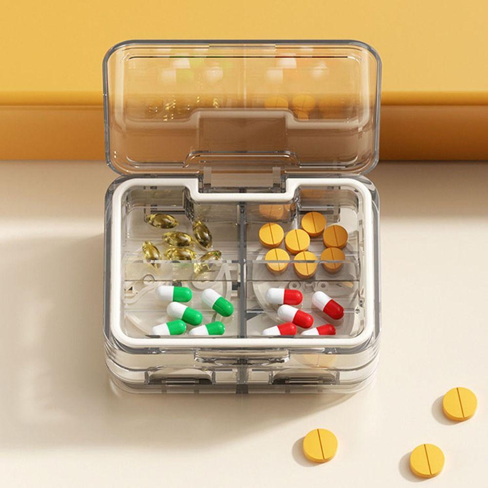 Moisture-proof Double-Layer Pill Box Sealed Pill Organizer Practical Pill Splitter  Office