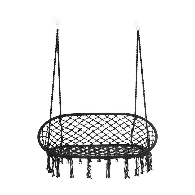 Nordic Indoor Outdoor Double Hanging Chair Swing with Tassel Cradle - Cotton and Linen Hammock for Homestay or Balcony.
