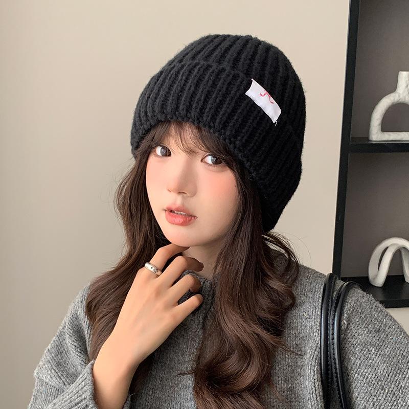 Autumn and Winter New Bow Woolen Hat Versatile Cold Proof Knitted Hat Showing Face Primary School Students Ear Protection Bag Head Hat Pullover Hat