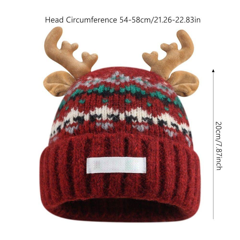 Windproof Knitted Deer Antler Hat Knitted Festival Christmas Antler Hat New Deer Hat  Outdoor