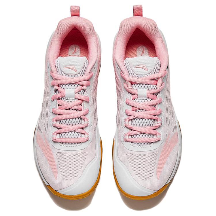 New Anta Rebound Slip Resistant Low Top Badminton Shoes Women's Pink White 122524461-3