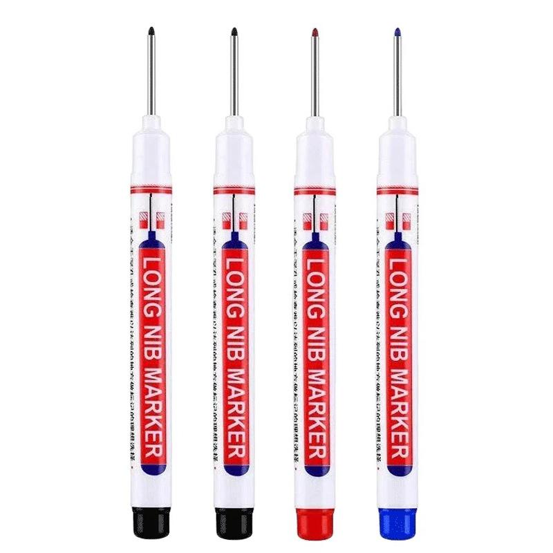 4Pcs/Set 20mm Deep Hole Long Nib Head Markers For Metal Perforating Pen Waterproof Bathroom Woodworking Decoration Multi-Purpose