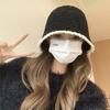 Winter Bucket Hat New Face Small Knitted Bucket Hat Basin Hat Big Head Circumference Hat Women Plain Face High Sense