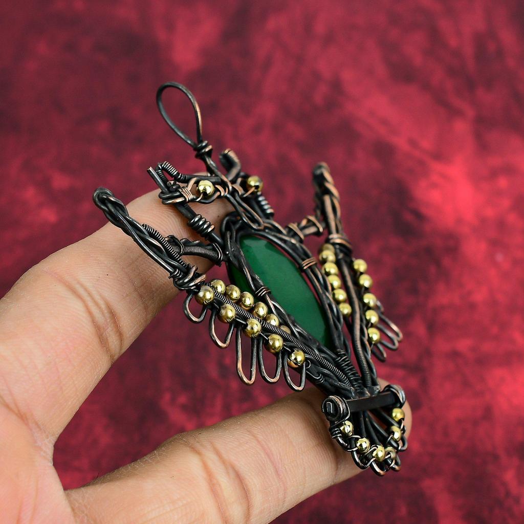 Faceted Zambian Emerald Pendant Copper Wire Wrapped Pendant Handmade Copper Jewelry Gemstone Pendant Wedding Gifts Wire Wrapping Owl Jewelry