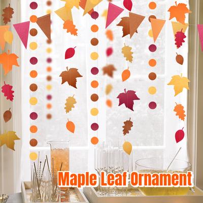 Festive Atmosphere Pendants Maple Leaf Decorations Banner Autumn Rustic Bunting Garland Triangle Flag For Happy Fall Supplies