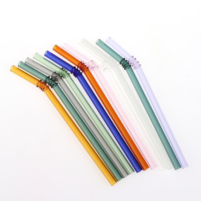 1Pc Reusable Glass Straws Colorful Drinking Straw Eco-Friendly High Borosilicate Glass Straw Party Favors Bar Drinkware