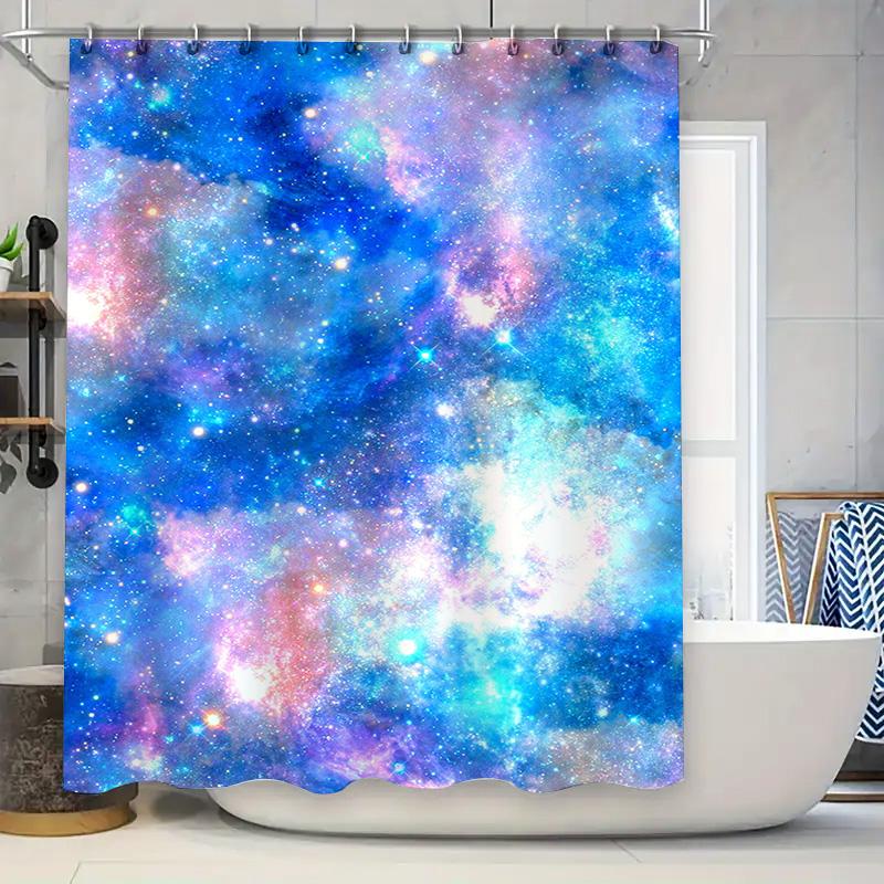 Colorful Shower Curtain Printed with Vibrant Abstract Patterns for Bathroom Decor (Gold/Silver/Pink/Teal)