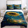 3pcs Sunflower Fantasy Bedding Set, Includes One Quilt Cover and Two Pillowcases (No Core), Festival Gift, Polyester Fabric, Anime Cartoon