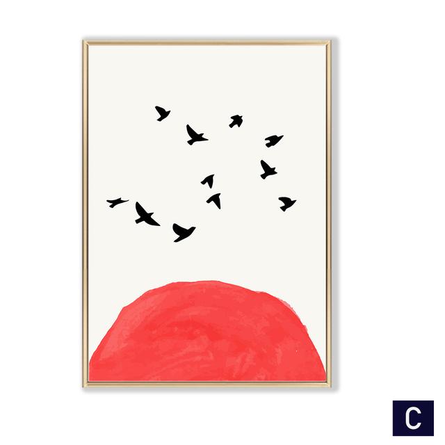 Abstract Red Sun Canvas Art Wall Painting Aesthetic Posters and Prints Nordic Tree Landscape Wall Pictures for Living Room Decor