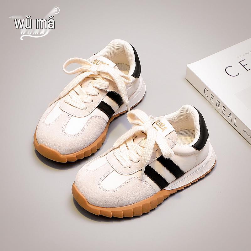 

Wuma Girls Soft Sole Sneakers - 2025 Spring/Autumn Collection for Little Girls Size 36 - Length approx. 22.8CM чорний/вершковий