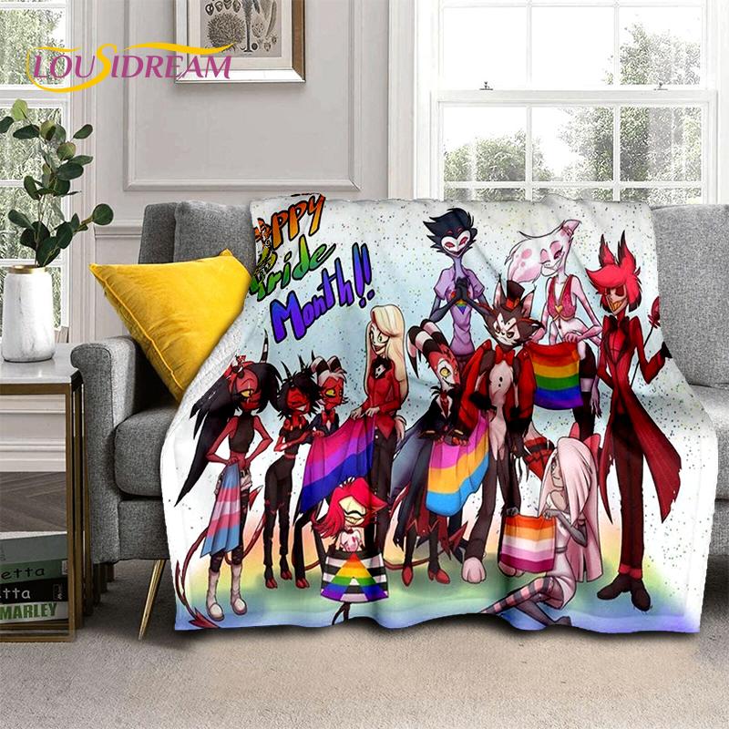 2025 H-Hazbin Hotel Charlie Kreskówkowy Miękki Koc, Miękki Koc Rzutowy do Domu Sypialni Łóżka Sofy Pikniku Podróży Pokrowiec Prezent dla Dziecka