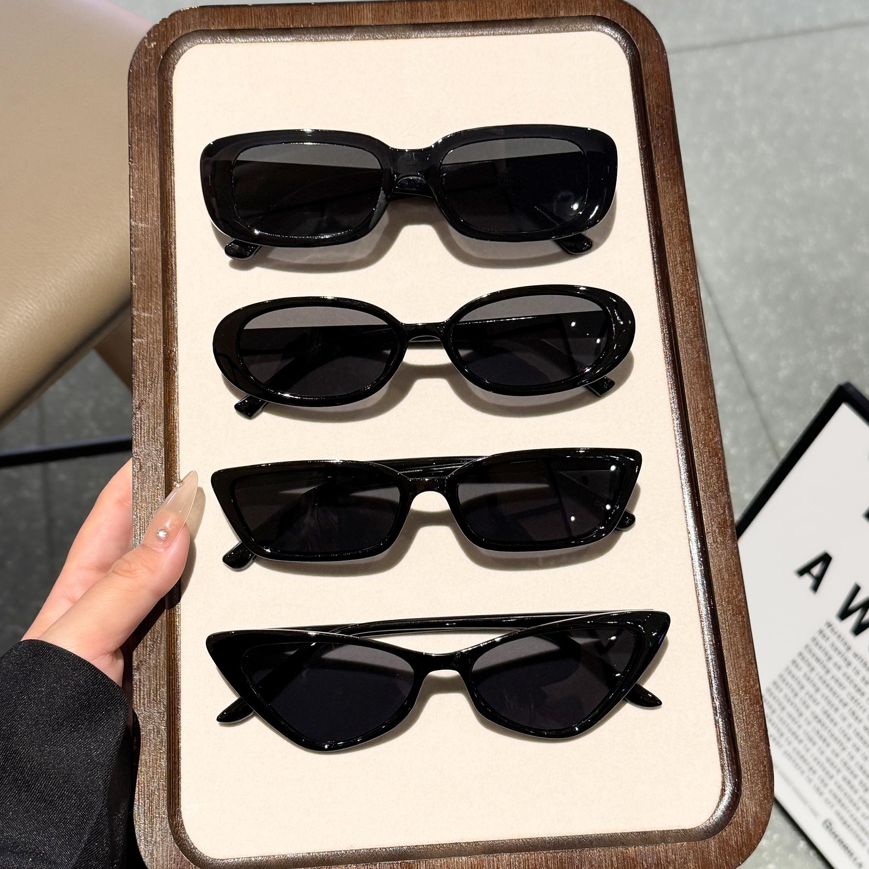 4Pcs Simple and Stylish Mixed Frame Black Glasses Set Casual Fashion Glasses/Lightweight Glasses/Durable Pc Material