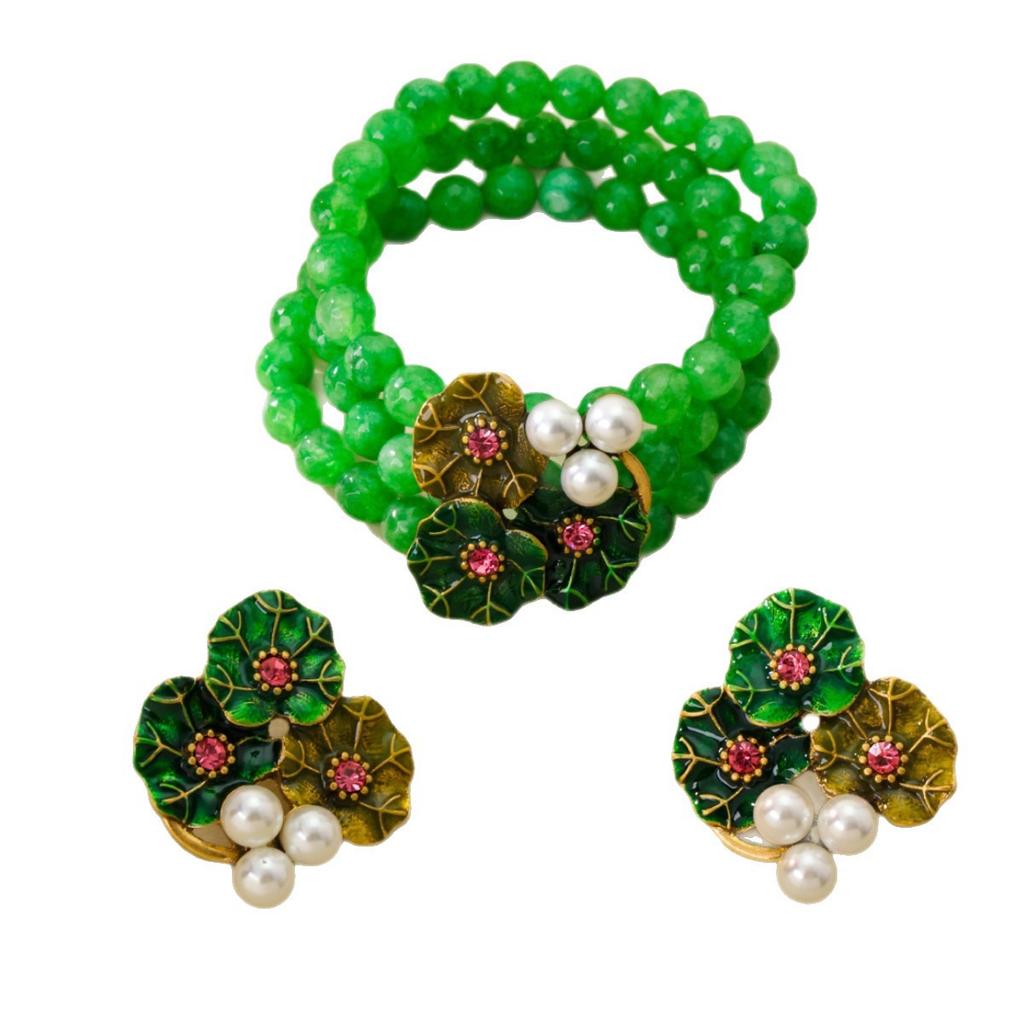 Retro Peach Lotus Pod Bracelet Women'S High-End Versatile White Bracelet Jewelry