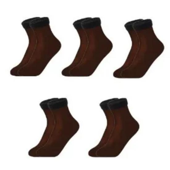 5PCS Women's Bare Legs Thickened Plush Meat Color Winter Postpartum Plush Warm Cotton Socks Artifact Mid Tube Snow Socks for Wom