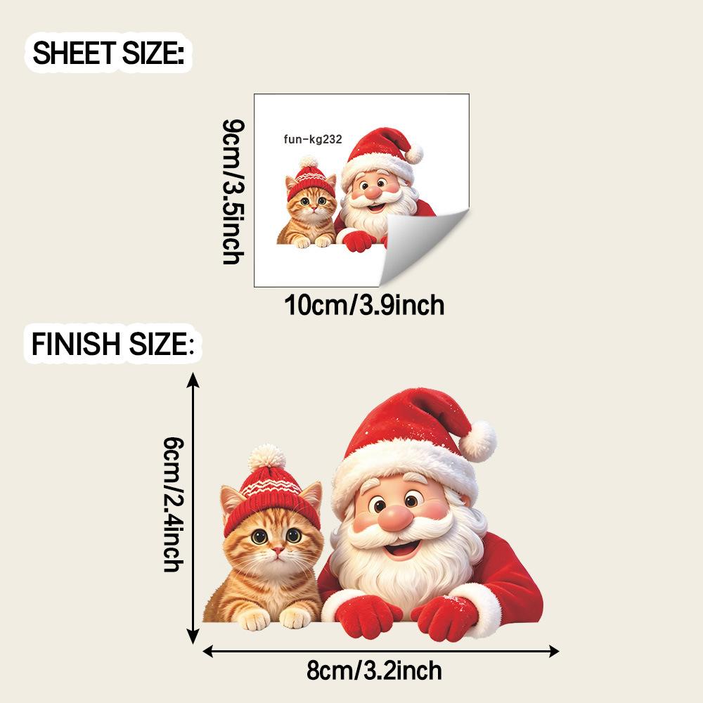 Christmas Santa Cat Switch Plate Wall Sticker Self Adhesive Removable Living Room Bedroom