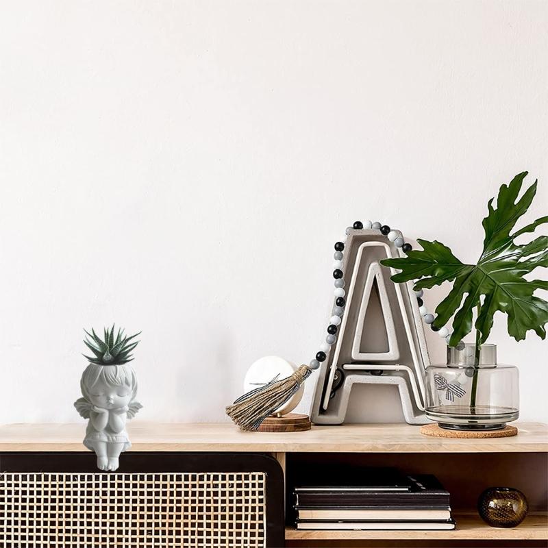 Garden Planter Pot Silicone Mold Wing Girl Vase Flower Pot Pen Holder Resin Mold Unique Garden Decoration Planter Mold