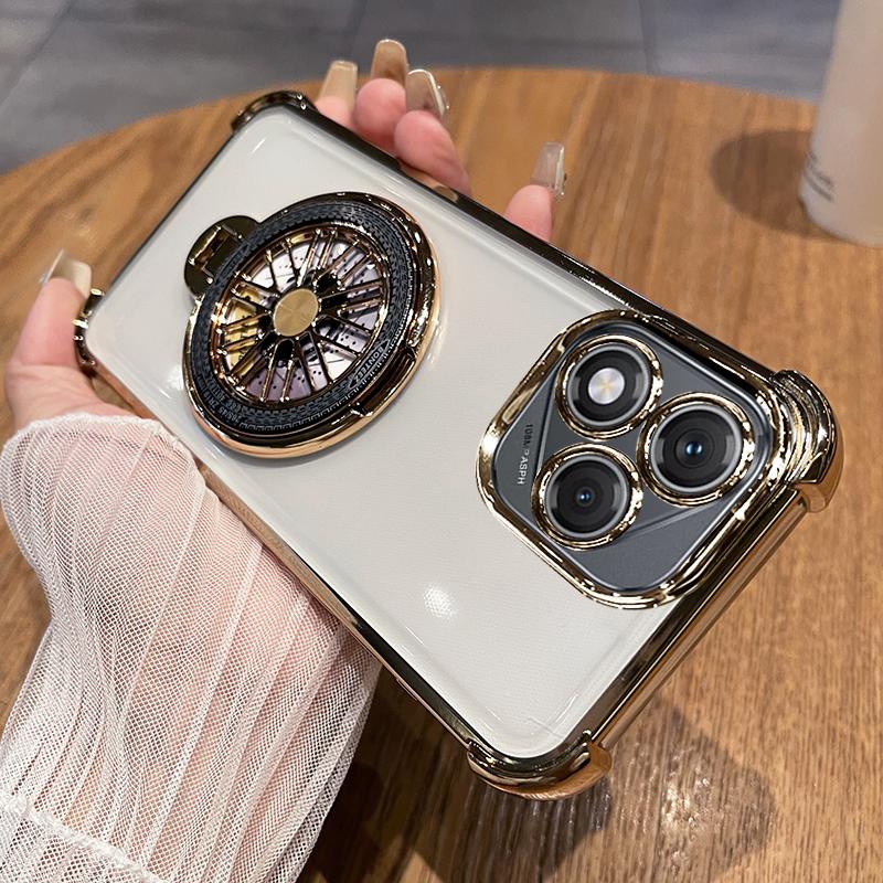 

Funda For Honor 400 Lite Case Magnetic Gyroscope Holder Plating Airbag Camera Protect Silicone Transparent Bumper Back Cover HONOR 400 Lite