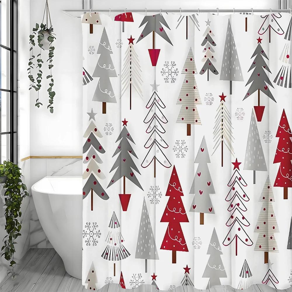 Cartoon Tree Shower Curtain, Bathroom Decorative Shower Curtain, Waterproof Shower Curtain with Hooks