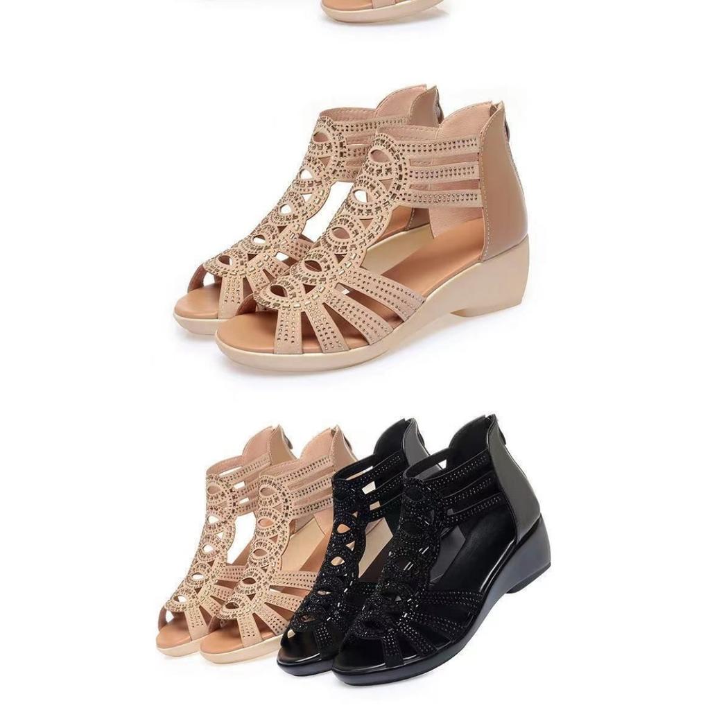 Comfortable Thick Soled Roman Sandals, Suitable for Summer New Soft Soled Shoes, Fashionable Outdoor Women's Sandals, Low Heeled Women's Shoes