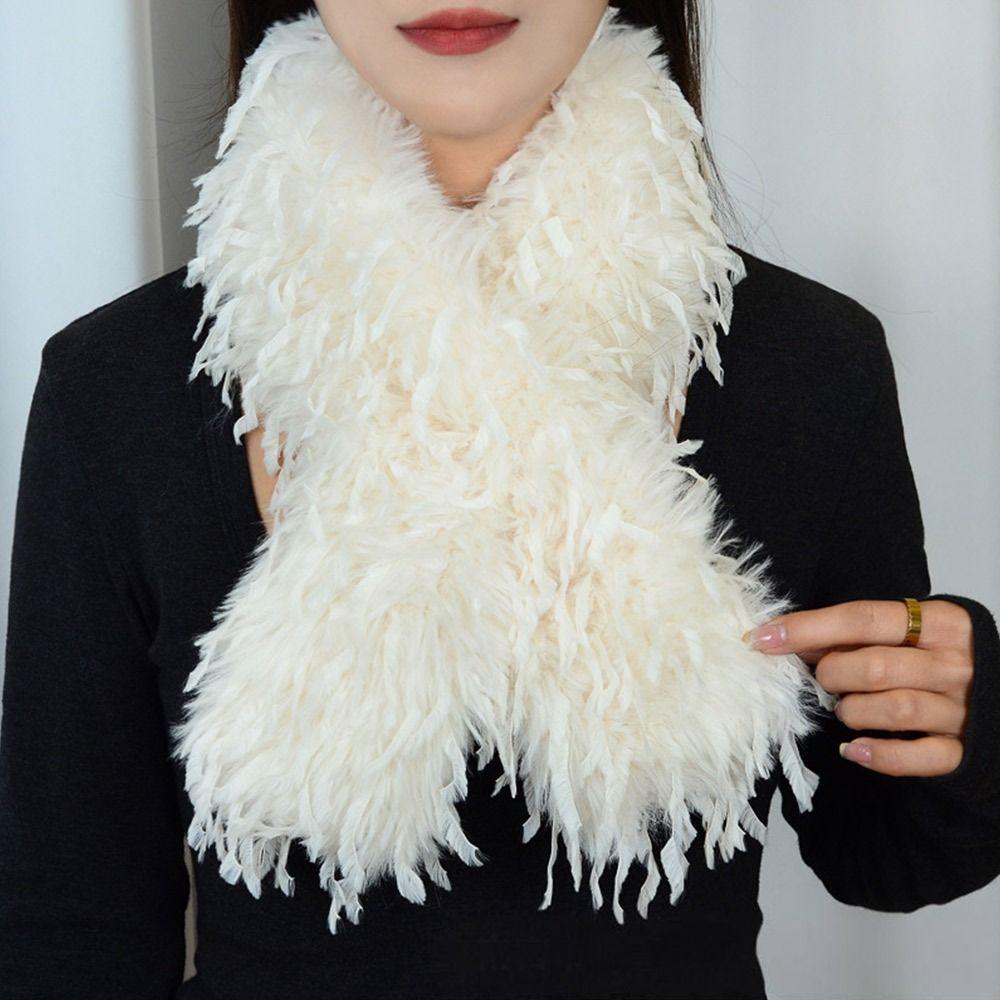 Thick Fluffy Plush Long Strip Scarf Solid color Luxury Y2K Girl Scarf 90cm/180cm Ladies Tassels Scarf for Outdoor Warm